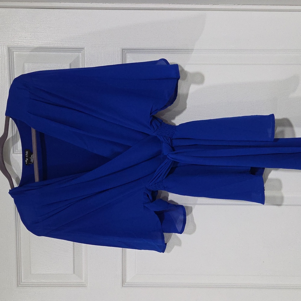 City Chic Blue Wrap Blouse